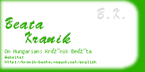 beata kranik business card